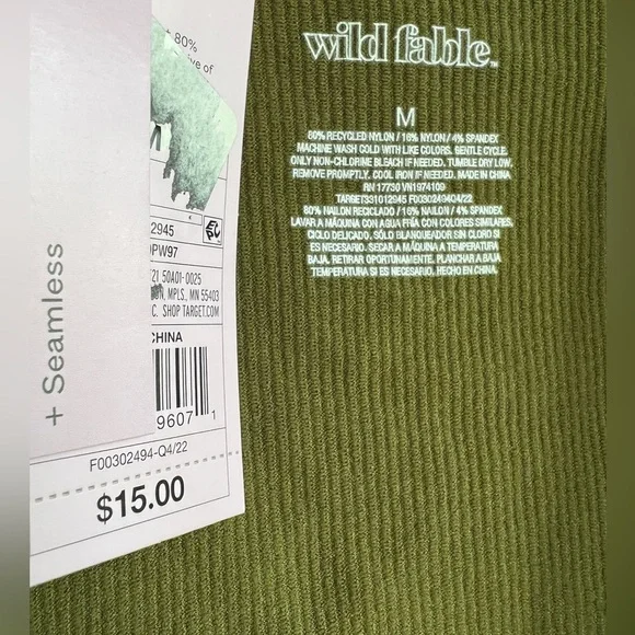 4/$25 NWT wild fable seamless olive green crop - Picture 6 of 6